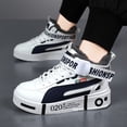 thumbnail image 2 of Men'S High-Top Faux Sneakers - Solid Color Lace-Up Casual Sports Shoes with Warm Fleece Lining, Non-Slip Rubber Sole for Autumn and Winter, 2 of 9