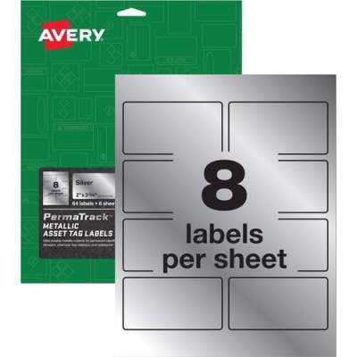 Avery PermaTrack(TM) Metallic Asset Tag Labels, 3-3/4
