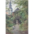 thumbnail image 2 of Edward Theodore Compton 11x14 Black Ornate Wood Framed Double Matted Museum Art Print Titled: Walkers on the Monchsberg with a View of the Mullner Church, 2 of 5