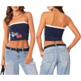 thumbnail image 2 of Gupgi Tube Tops for Women's Solid Color Slim Fit Bandeau Summer Off Shoulder Stripe Crop Tops, 2 of 9