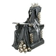 thumbnail image 4 of Black Holy Death Grim Reaper Sitting On Skeleton Skull Throne Figurine 10.5"H, 4 of 9