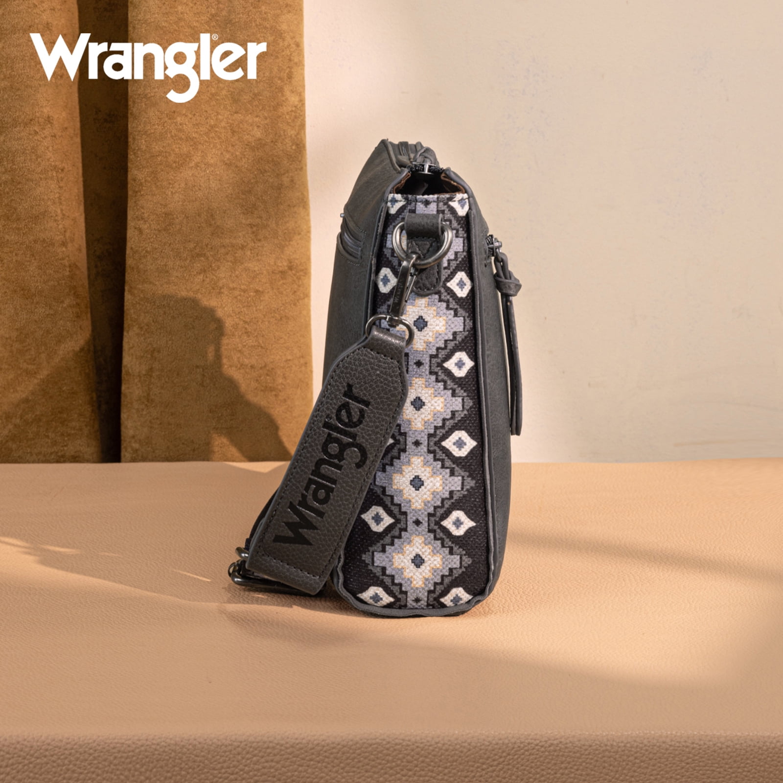 Wrangler Aztec Crossbody Bags Boho Shoulder for Women, Black