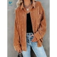thumbnail image 4 of Deago Womens Corduroy Button Down Shirts Boyfriend Long Sleeve Oversized Blouses Tops (Coffee, L), 4 of 7