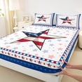 thumbnail image 3 of Manfei Colorful Stars Pattern Twin Sheet Sets,American Texas Stars Twin Fitted Sheet,White Red Blue Flat Sheet For Boys Kids,Luxury Bedroom Decor,3-Piece, 3 of 7