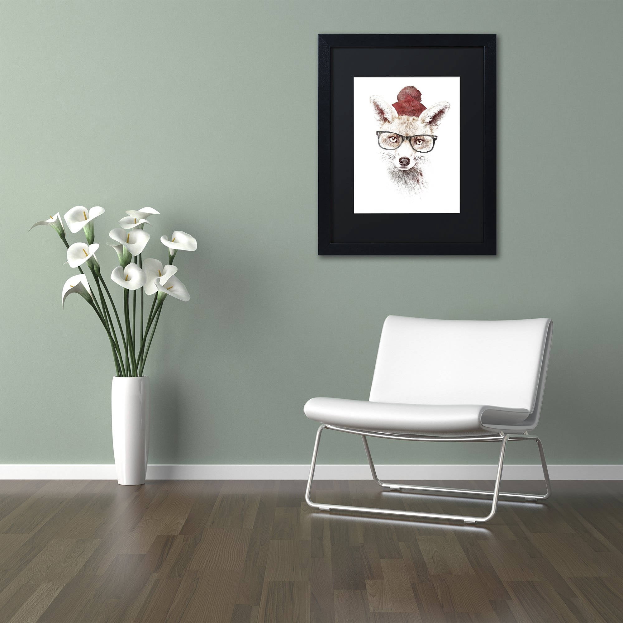 Trademark Fine Art 'It's Pretty Cold Outside' Canvas Art by Robert Farkas, Black Matte, Black Frame