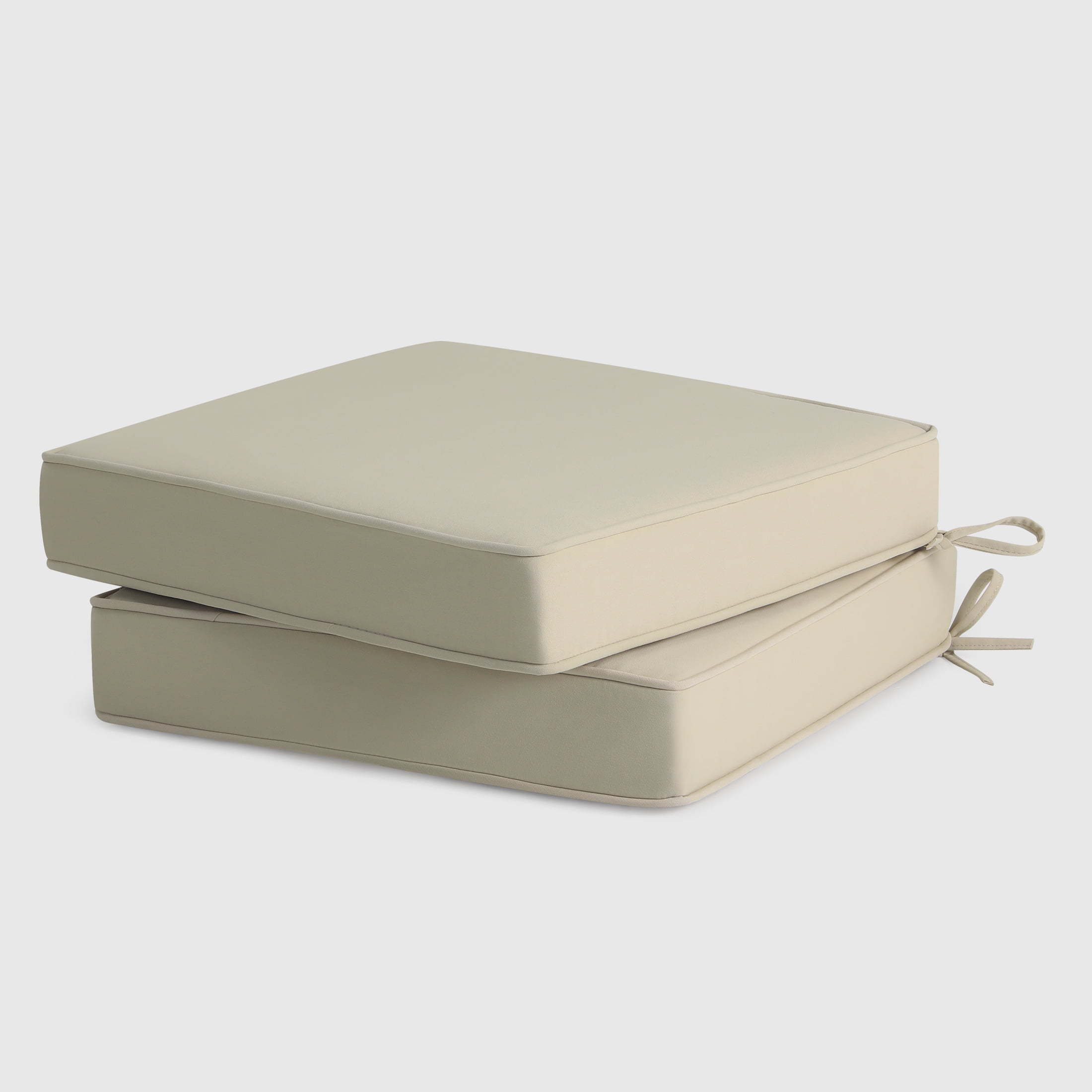 WestinTrends Solace Outdoor Patio Furniture Seat Chair Square Cushions with Piping. Set of 2, 20" x 19", Beige