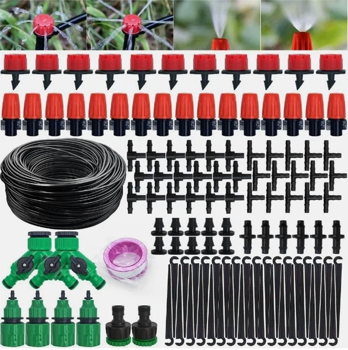PURELY- 148 Pcs Garden Drip Irrigation Kit Micro Hose 4/7Mm Adjustable Watering System