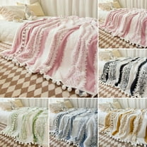 Cozy Throw Blanket Comfortable Double-Colored Jacquard weave Blanket Cloud Patterned Office Home Fleece Warm Nap Blanket for Bed Sofa