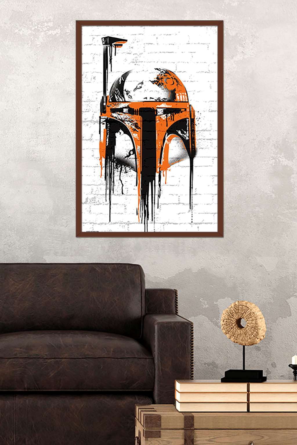 Star Wars: Saga - Boba Fett Black And Orange Wall Poster, 22.375" x 34", Framed