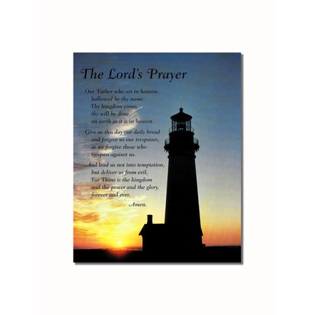 Inspirational Christian Art - Lord's Prayer Lighthouse Christian Inspirational Wall Picture 8x10 Art Print