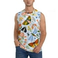 thumbnail image 3 of Uemuo Insects and Flowers Pattern Men's Sleeveless T-Shirt,Muscle Athletic Tank Top, Moisture-wicking Quick-dry Breathable Classic Tee Top for Gym Run Outdoor Sports-Small, 3 of 8
