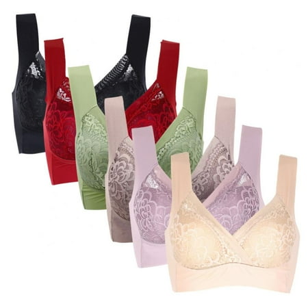 

Xmarks Lace Bras for Women Plus Size Wireless - Ultra-Soft Lift Wireless Bra Wirefree Bra with Support Full-Coverage Wireless Bra for Everyday Comfort M-5XL(6-Packs)