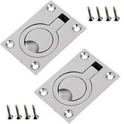 Luckycivia 2 Pack 2.5x1.8 Inch Stainless Steel Square Flush Pull Ring Handles 304, Hidden Recessed Furniture Handle, Recessed Boat Hatch Latch Cabinet Flush Mount Lifting Ring Pull Handle
