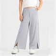 thumbnail image 2 of dazeni Girls Wide Leg Sweatpants Pockets Side Split Quick Dry Athletic High Waisted Baggy Causal Trousers Lightweight Outdoor Camping Gray 11 Years, 2 of 7