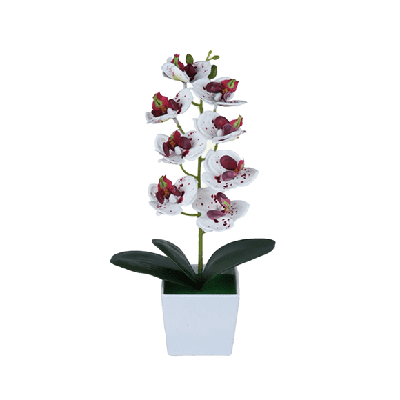 Under $5 Artificial Orchid Flower Arrangement, Artificial Orchid Flower Arrangement in Pot, Faux Floral Centerpiece for Table & Kitchen Decor, Faux Floral Decorationwhite, by Elapind