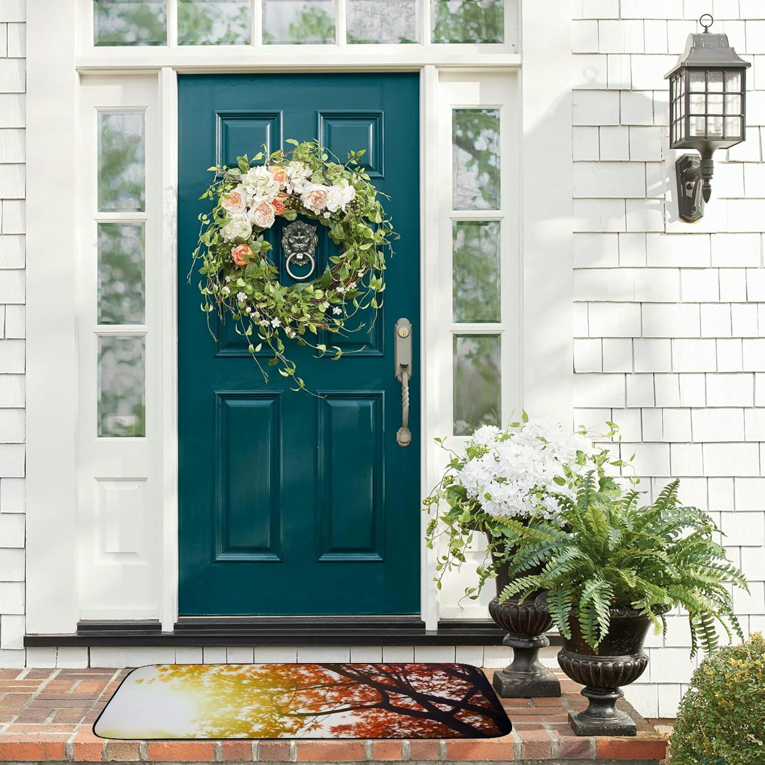 Qinduosi Decorative Door Mat, Door Mat with Non-Slip Rubber Backing, Easy Cleaning, Traps Dirt, for Entry, Patio, Garage- Leaf Tree Plant Nature Autumn Sky Blur 19.68*47.24 in