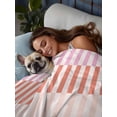thumbnail image 3 of Colorful Stripe King Size Flat Sheet, Wrinkleproof & Fadeproof Cooling Flat Bed Sheet Only, Modern Pink Red Yellow Vertical Striped Breathable Soft Bedding Top Sheets 105 x 98 Inches, 3 of 8