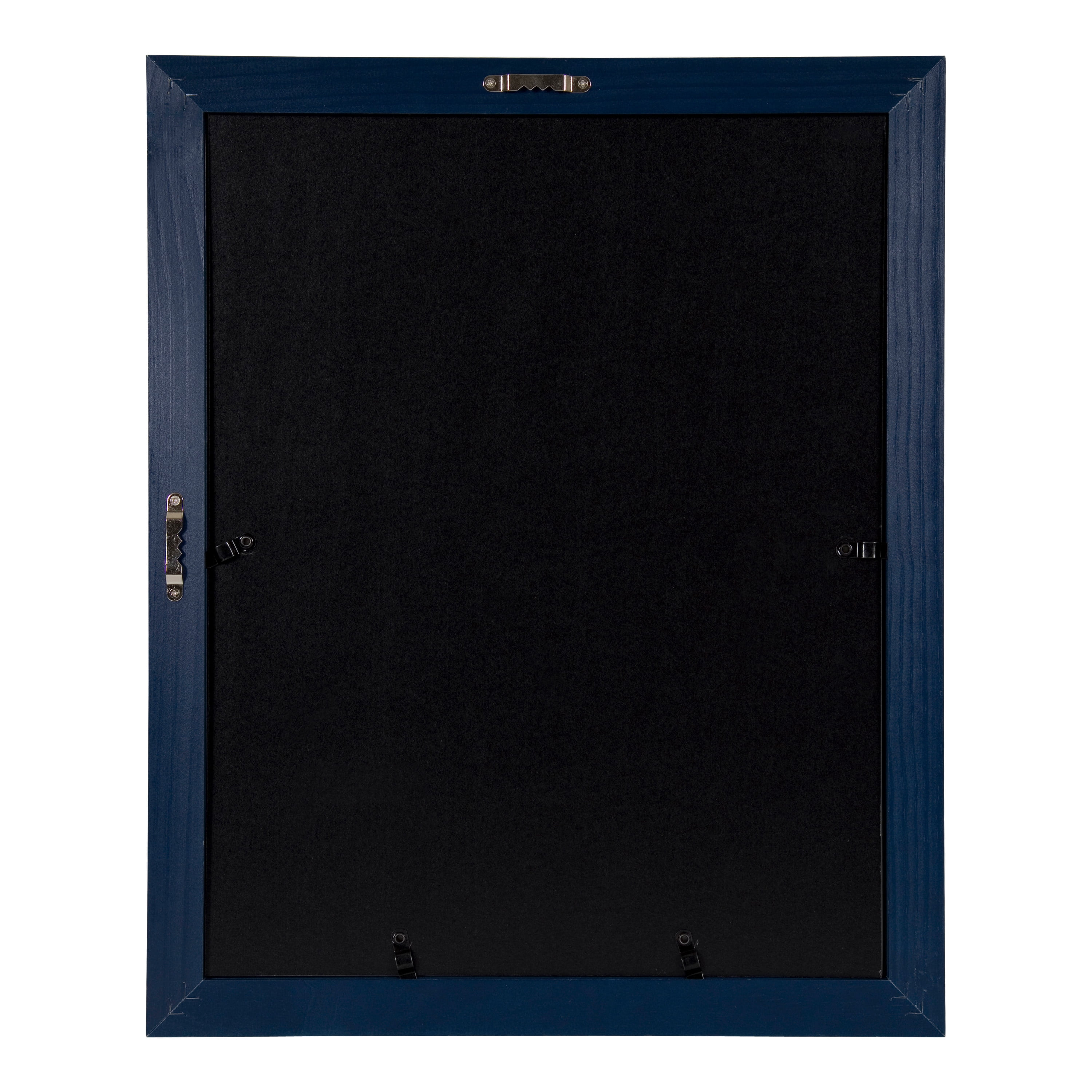 DesignOvation Kieva Solid Wood Picture Frames, Distressed Navy Blue 11x14 matted to 8x10, Pack of 4