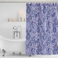 thumbnail image 2 of Purple Navy Blue Shower Curtain Set - Small 36" x 72" Washable Bathtub Curtain with 12 Hooks, Retro Botanical Abstract Art Waterproof Fabric Stall Shower Curtains for Bathroom/Bathtub Décor, 2 of 6