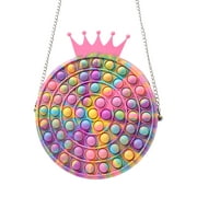 Silicone Pop Fidget Crown Shoulder Bag Push Bubble Cross Body Purse Bag Toys for Girls Women