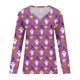 thumbnail image 3 of ICHUANYI Clearance Women's V-Neck Casual Long Sleeve Printed Buttoned Basic Ruched Tunic Tops T-shirts Blouses(Purple, XL) ICHUANYI WER2023081512581, 3 of 4