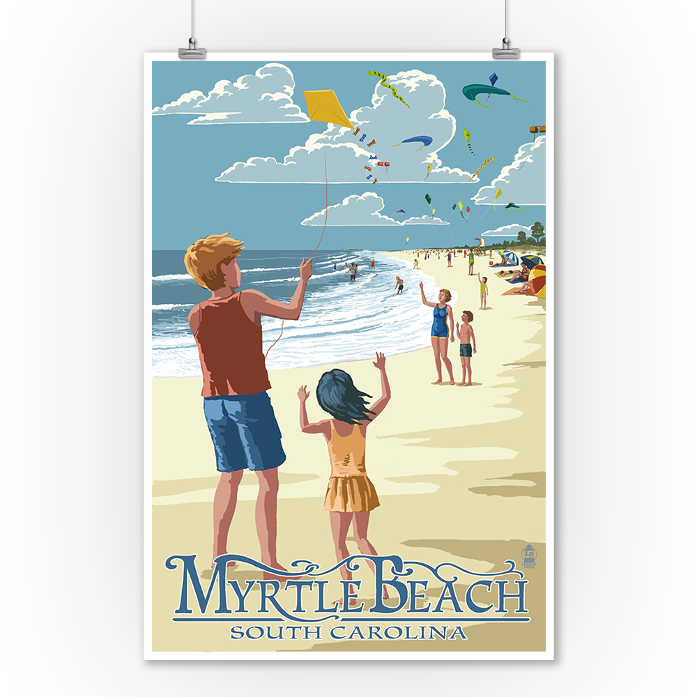 Kite Flyers Myrtle Beach, South Carolina Lantern Press Poster (9x12
