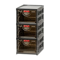 Miogawg Foldable Shoe Boxes, Large Plastic Shoe Storage Rack, Shoe Organizer For Closet, Clear Stackable Shoes Shelf Storage Cabinet With Doors Quick Assembly, B