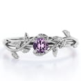 thumbnail image 1 of JeenMata Anillo de Compromiso con Solitario de Amatista Violeta de Corte Redondo de 0,50 Quilates Creado en Laboratorio con Diseño Bohemio en Baño de Oro Blanco de 18 K sobre Plata, 1 of 6