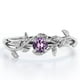 thumbnail image 1 of JeenMata Anillo de Compromiso con Solitario de Amatista Violeta de Corte Redondo de 0,50 Quilates Creado en Laboratorio con Diseño Bohemio en Baño de Oro Blanco de 18 K sobre Plata, 1 of 6