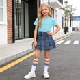 thumbnail image 6 of Yutgune Toddler Girls Short Sleeve Top & Denim Skirt 2 Piece Set, Solid Casual Back to School Daily Outfit, Sizes 110-160, 6 of 9
