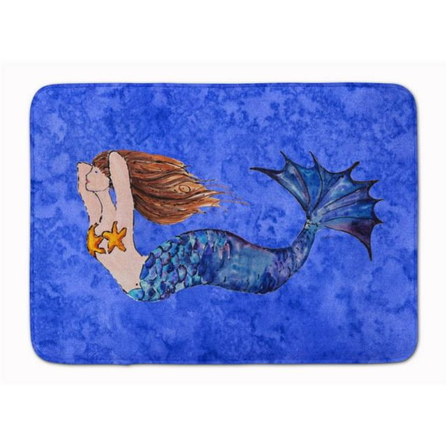 Brunette Mermaid on Blue Tapis en Mousse à Mémoire de Forme Lavable en Machine