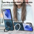 thumbnail image 6 of Dteck Case for Samsung Galaxy Z Flip 5 with Ring Kickstand, Shockproof PC+Leather Case Ring Holder Stand Cover for Galaxy Z Flip 5,Blue, 6 of 9