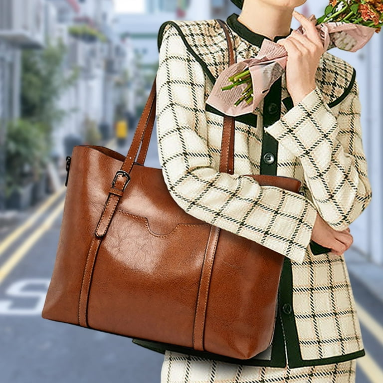 HONGLONG Shoulder Bags Handbags for Women Large Designer Ladies Bag Purse Leather Tote Bag Brown