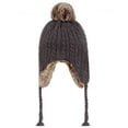 thumbnail image 3 of Lovebay Womens Winter Knitted Ushanka Hat, Ear Flaps Windproof with Pom Pom Gray, 3 of 4