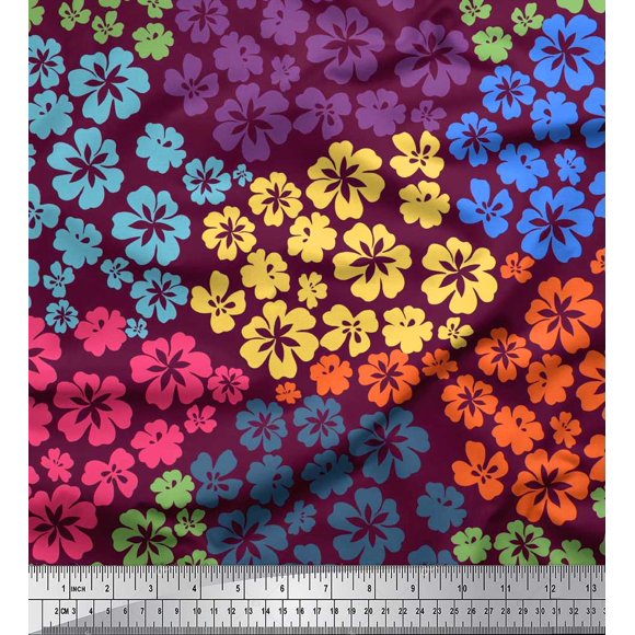 Soimoi Velvet Fabric Artistic Flower Print Fabric by the Yard 58 Inch Wide