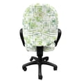 thumbnail image 3 of Abstract Office Chair Slipcover, Retro Inspired Pattern of Square Spirals Scrolling Rectangles, Protective Stretch Decorative Fabric Cover, Standard Size, Fern Green Emerald and White, by Ambesonne, 3 of 5
