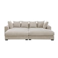 thumbnail image 4 of 4-Piece Upholstered Corduroy Sectional Sofa With Chaise & Ottoman-Beige, 4 of 11