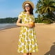 thumbnail image 4 of Fotbe Cheese Vestido Largo de Moda para Mujer, Vestido Tipo Camiseta con Manga Corta y Estilo Casual a Rayas y Bloques de Color, 4 of 6