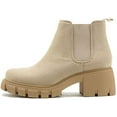 thumbnail image 2 of Soda Pioneer Lug Sole Mid Heel Chelsea Fashion Ankle Elastic Booties LT-Wheat (LT - Wheat, 10), 2 of 5