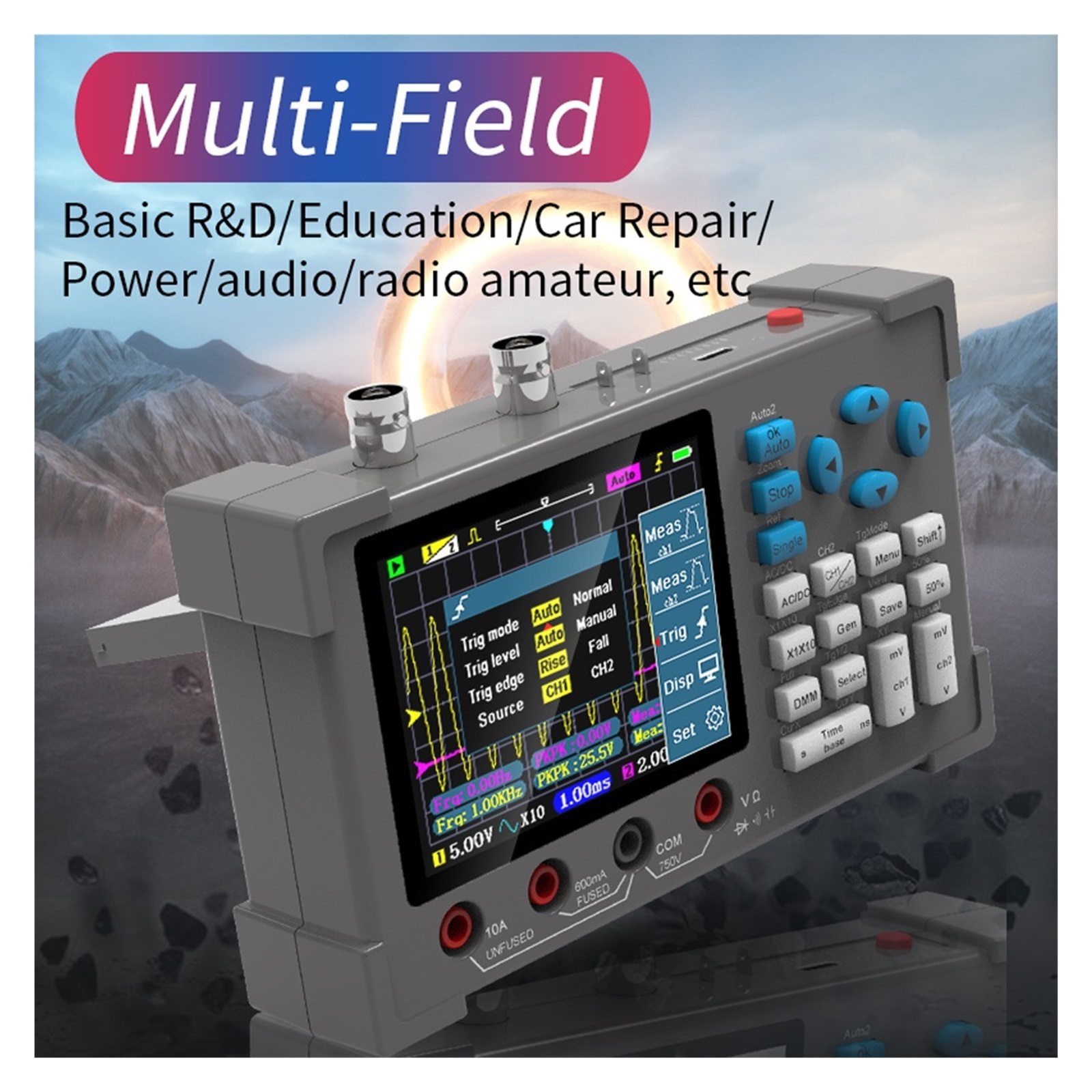 3in1 Digital Oscilloscope Multimeter Signal Generator Dual Channel 120Mhz Bandwidth 250MSa/s Sampling Rate Handheld Oscilloscope ,Professional Designed