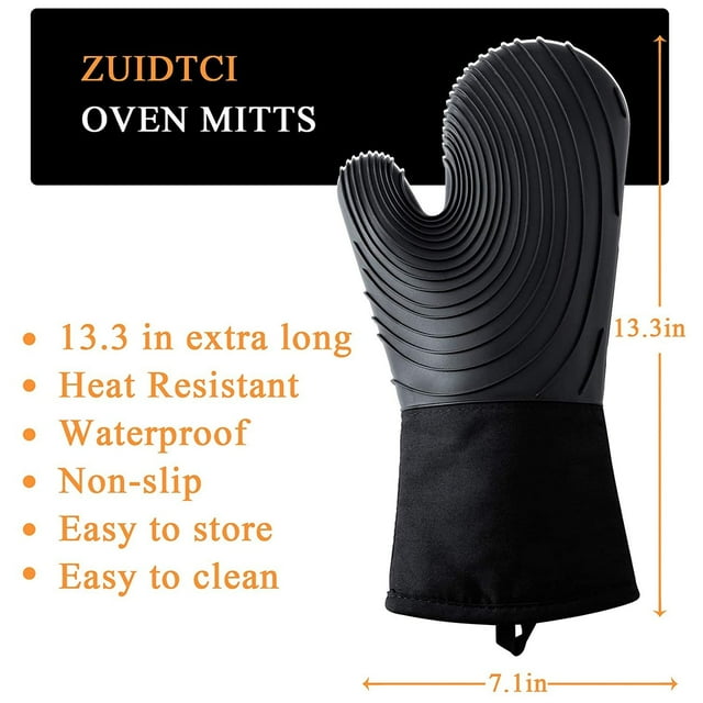 Guantes de horno Uanit, 1 par, flexibles, con forro extra largo, de silicona, acolchados, para cocina, comedor y bar