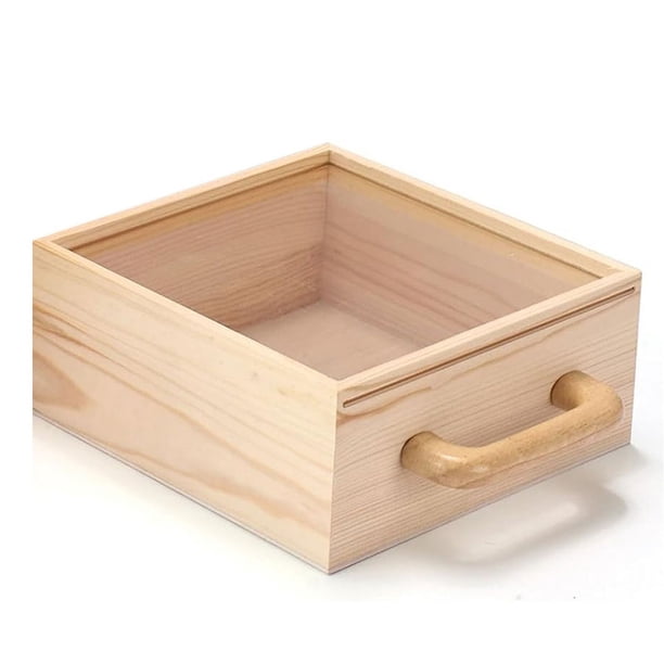 Organizador de almacenamiento de juguetes, caja de bloques de construcción con asa y tapas, cofre de exhibición de juguetes para niños de madera natural