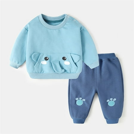 

NIUREDLTD Children Kids Toddler Baby Boys Girls Long Sleeve Cute Cartoon Animals Sweatshirt Pullover Tops Cotton Trousers Pants Outfit Set 2PCS Clothes