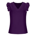 thumbnail image 5 of Ahabrexf Long Sleeve Blouses for Women Solid Color V Neck Zipper Top Casual Polyester Sleeveless 1Pc, 5 of 9