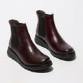 thumbnail image 3 of Fly London Womens Red SALV Chelsea Leather Ankle Casual Wedge Heel Boots, 3 of 5