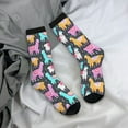 thumbnail image 5 of Rateoe Colorful Alpaca for Women Casual Calf Socks - Cute Crew Socks - Thin Soft Above Ankle Socks Size 5-11, 5 of 6