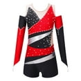 thumbnail image 3 of CHICTRY Kids Girls Shiny Glitters 2Pcs Activewear Off-Shoulder Gymnastics Sports Leotard with Shorts Dance Outfit, 3 of 7