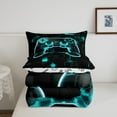 thumbnail image 5 of Neon Gamer Gifts Gaming Gifts Gamer Comforter Set Game Controller Bedding Set Geometric Gamer Decor Teen Down Comforter with 2 Pillowcases,Full,Blue Black, 5 of 7