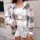 thumbnail image 1 of HongQid Womens Winter Coats Warm Plush Hooded Jackets Zip Up Button Cardigan Trendy Plaid Fleece Fuzzy Outerwear, 1 of 6