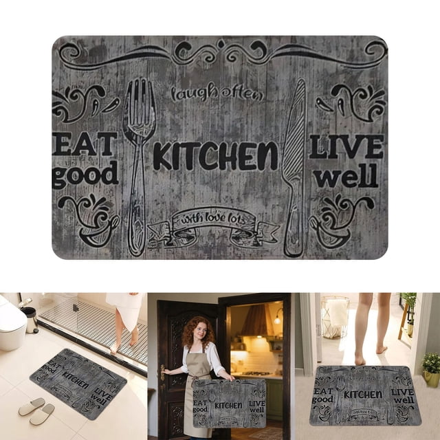 Carpet Living Room Entryway Doormat with Utensil Kitchen Design Flannel Non Mat for Floors and Rooms